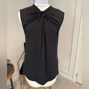 MM Lafleur Elegant Black Sleeveless Twist Top Crepe Fully Lined XL EUC